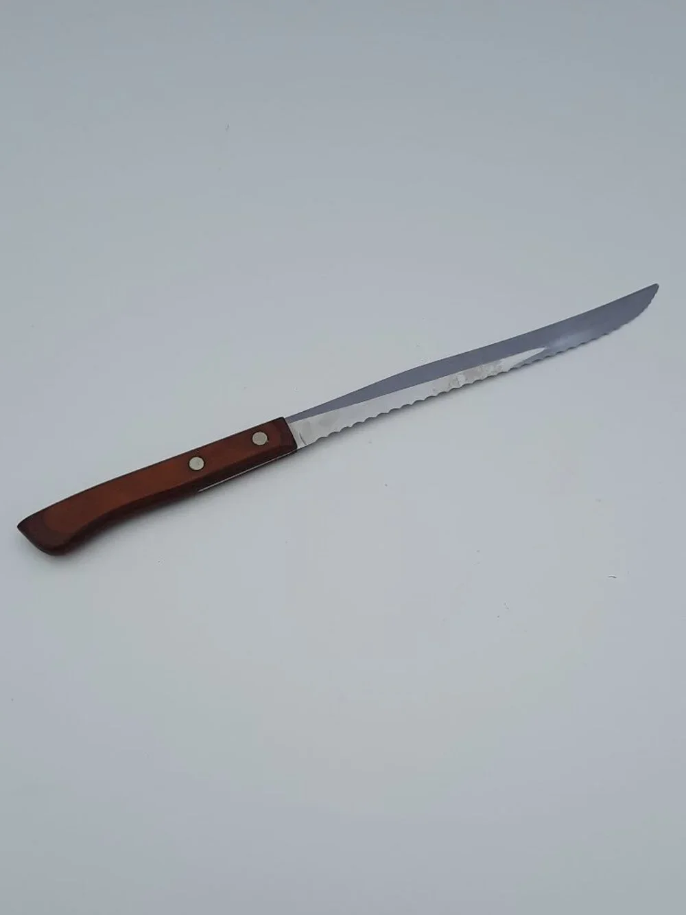 VTG Flint Stainless Waverly Edge Bread Knife Wood Handle USA 14